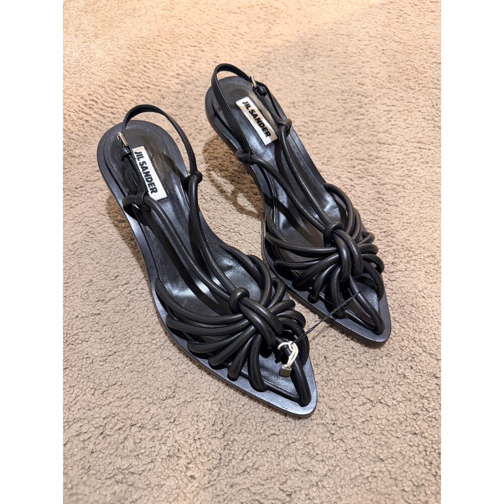 Jil Sander Slingback Leather Cage Sandal Black Size 40.5